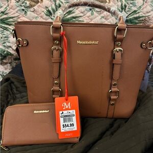 Montana West Tan Tote Bag and Wallet Set